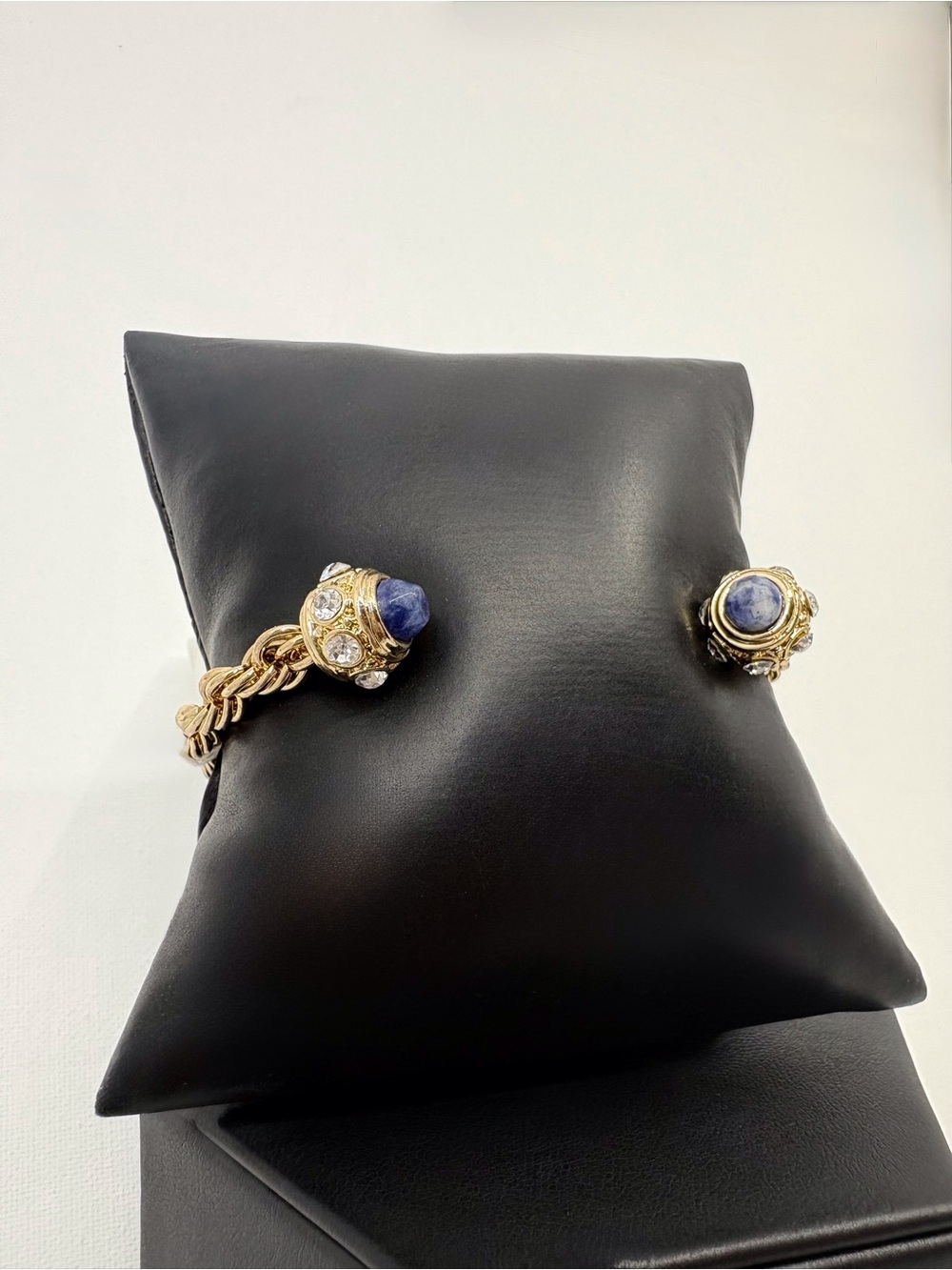 Park Lane Gold-Tone Twisted Rope Bracelet with Blue Stone Caps